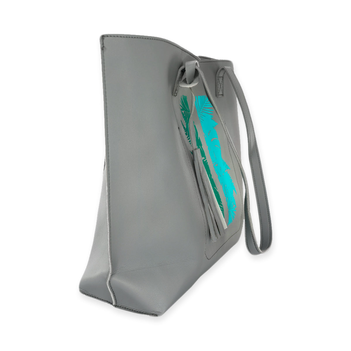 Faux Leather Everyday Gray Tote Bag - Tropics