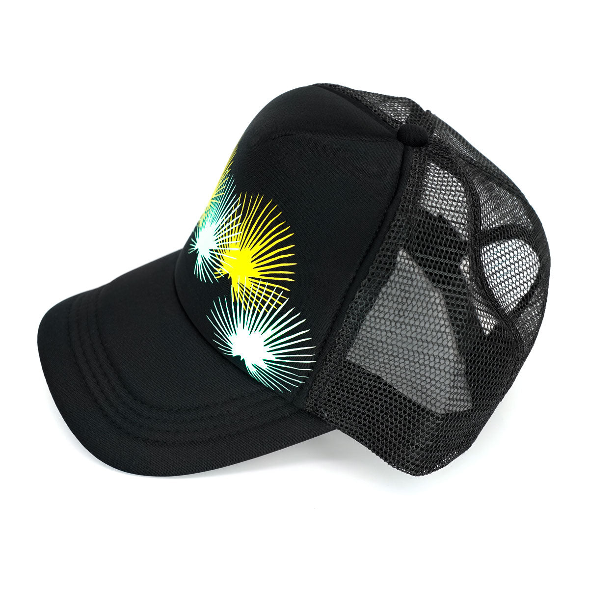 Kūlia Summer Vibes Black Trucker Hat - Yellow & Mint Green