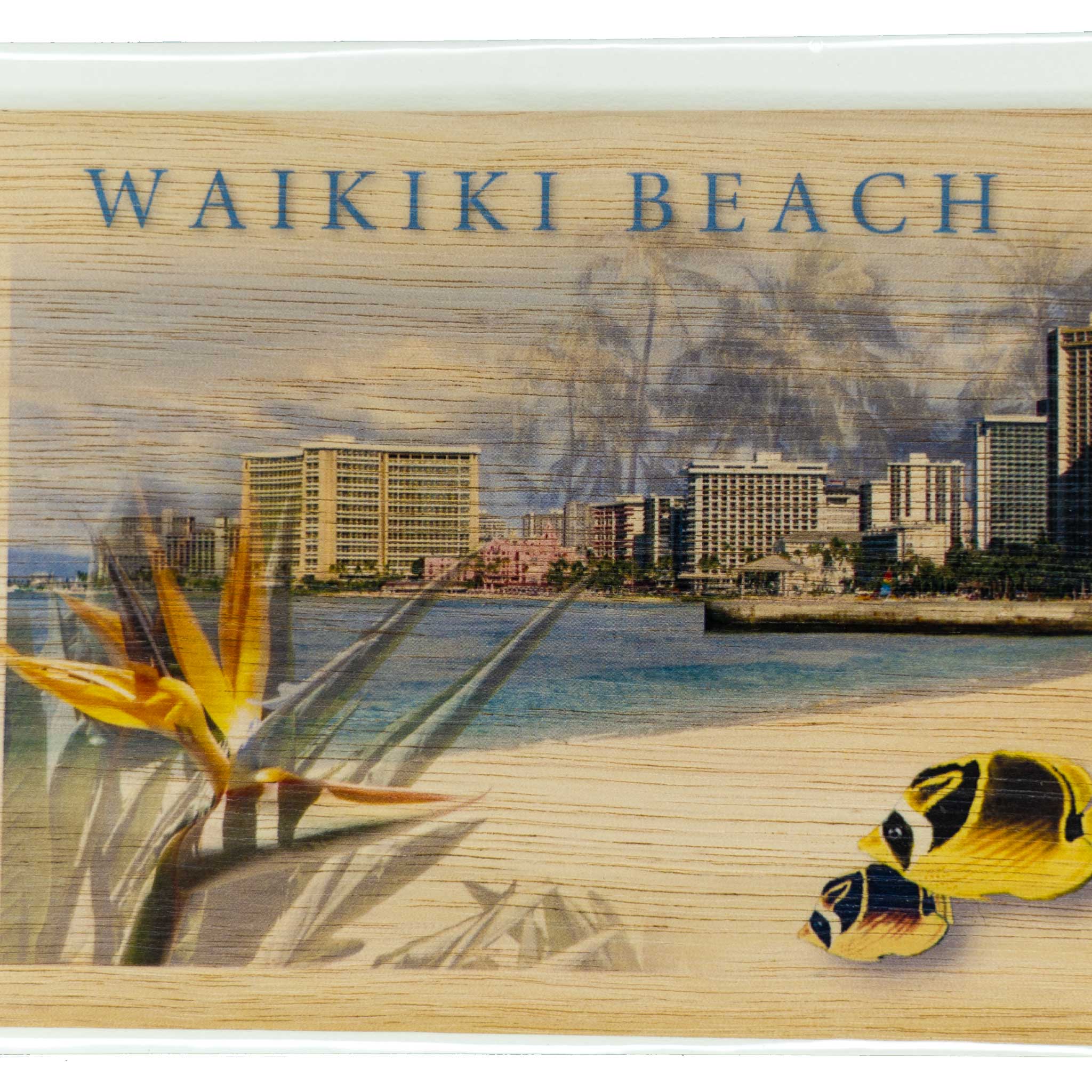 100% Koa Wood Folded Notecard With Envelope - Waikīkī Beach