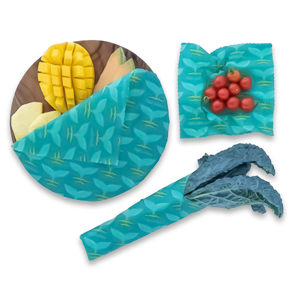 Reusable Handmade Organic Beeswax Food Wraps 3 Pack - Whale