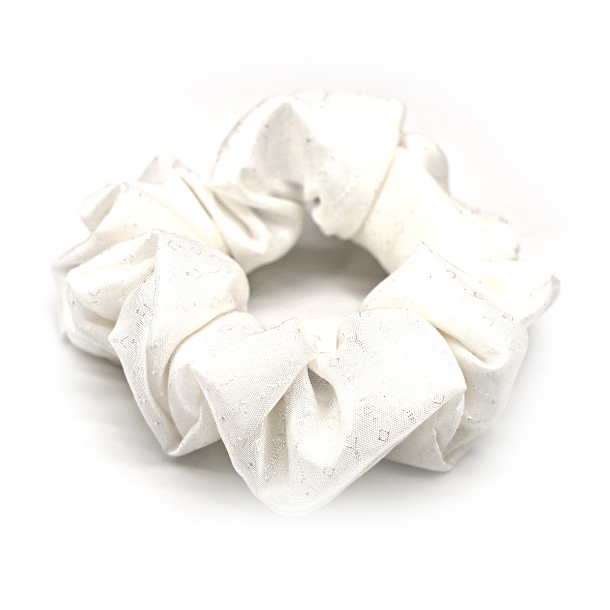 Handsewn Sateen & Lace Scrunchie Set - Aloha Print & White