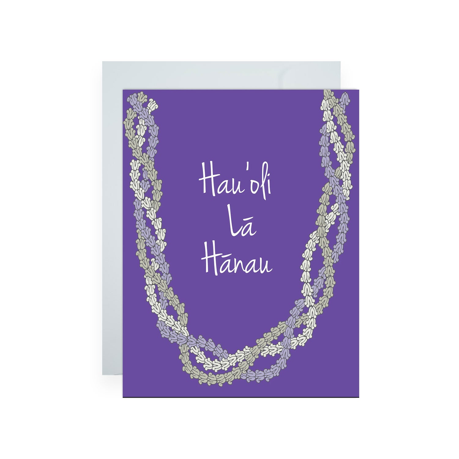 Purple Crown Flower Lei Birthday Card + Envelope