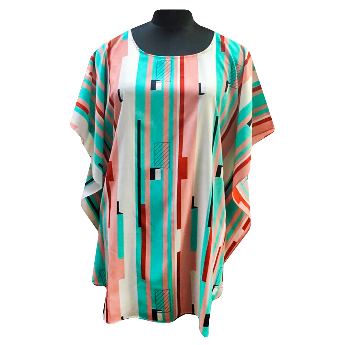 Colorful Abstract Poncho Mini Dress Colorful Abstract Poncho Mini Dress