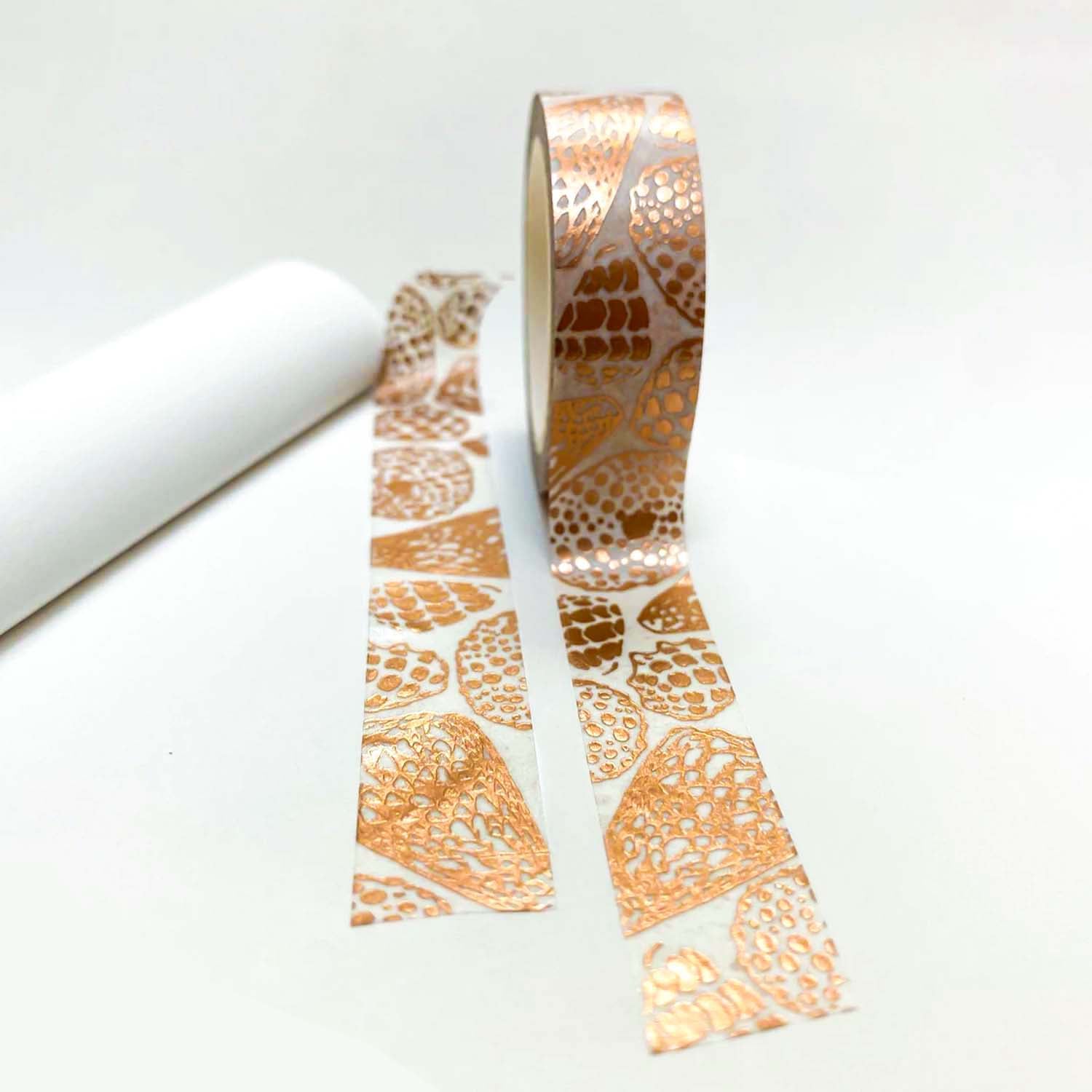 15mm x 10m Washi Tape - Foil Rose Gold Mulberry Drupe Shell