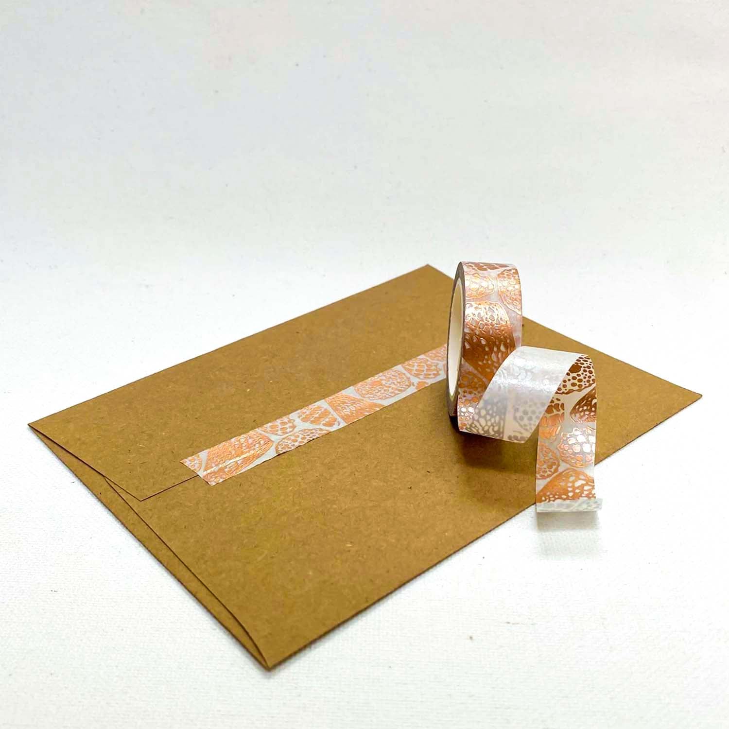 15mm x 10m Washi Tape - Foil Rose Gold Mulberry Drupe Shell