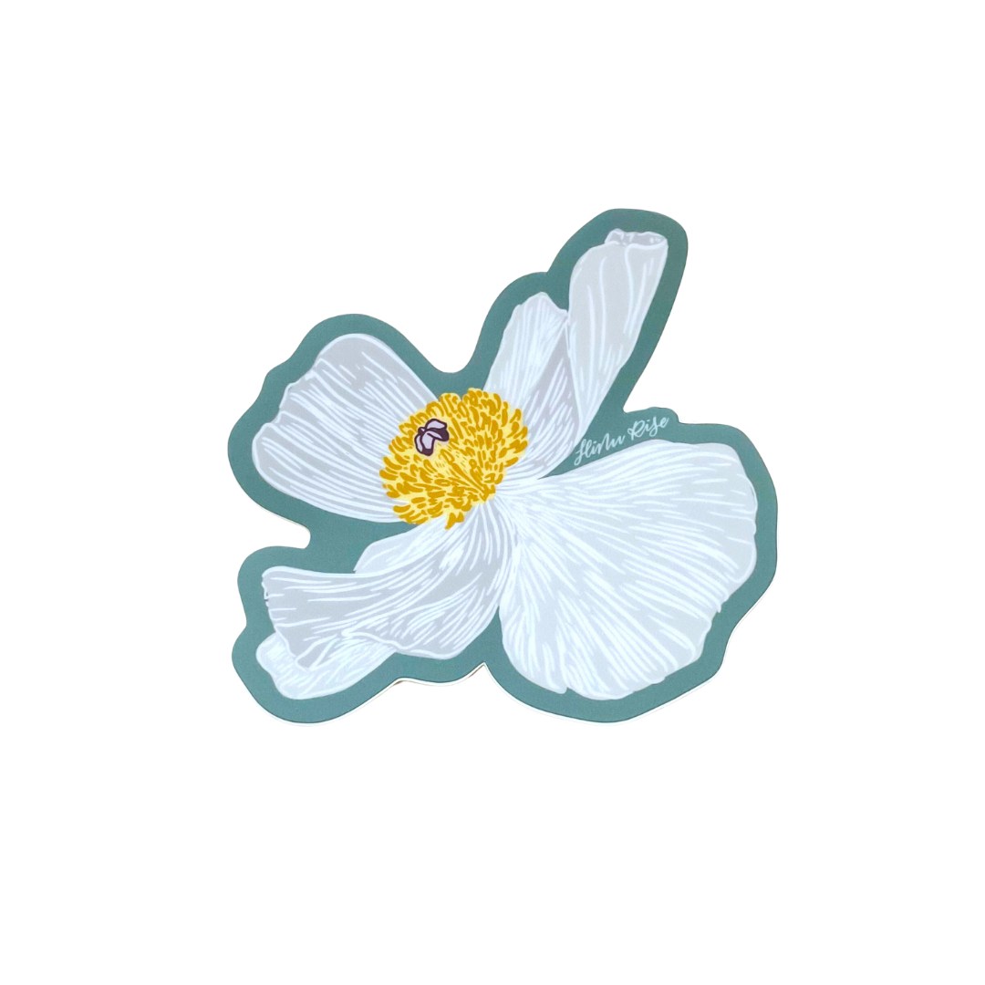 3" Pua Kala White Flower, Matte Vinyl Sticker