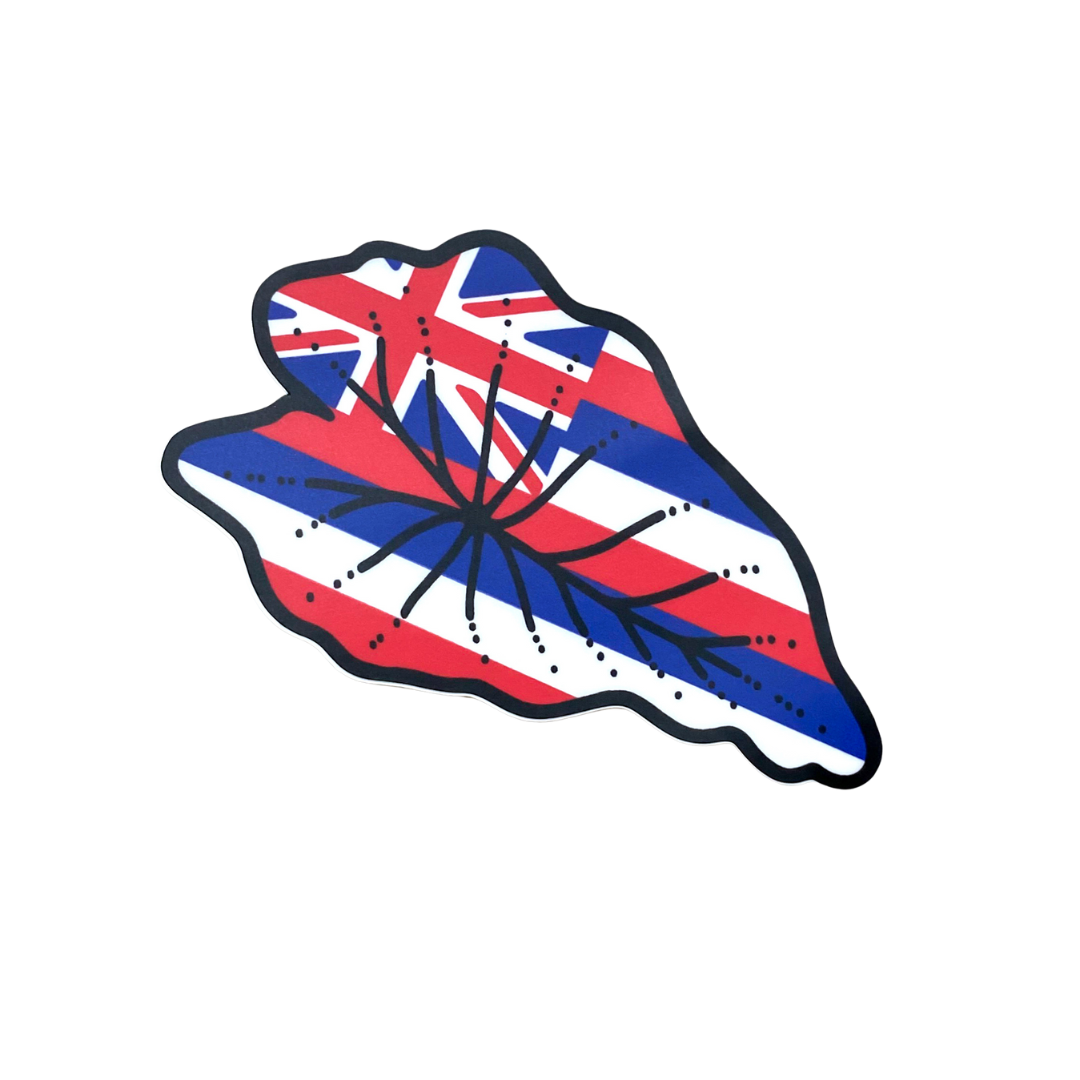 3" Hawaii State Flag Kalo, Matte Vinyl Sticker