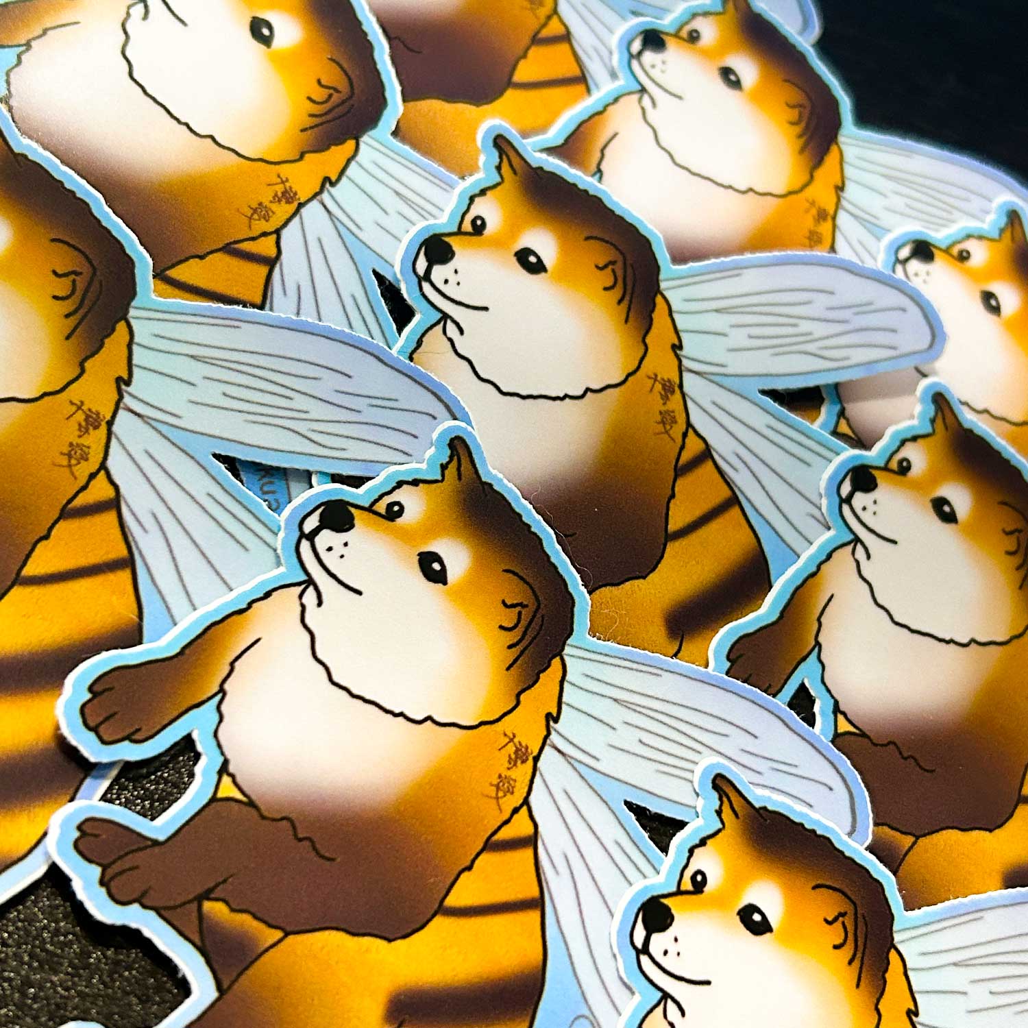 Shiba Inu Bumblebee Die-Cut Vinyl Sticker