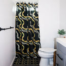Deluxe Hawaiian Lei Shower Curtain & Bath Mat Set - Black