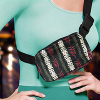 Custom Designed Waist Bag - Black Heliconia