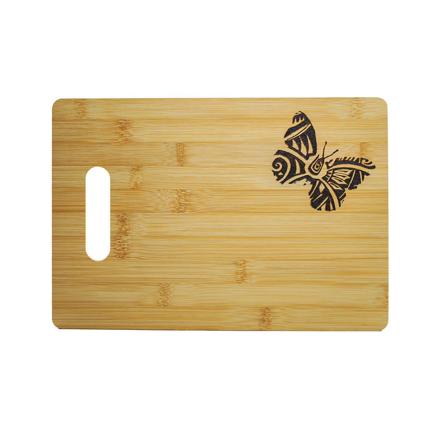 Tribal Butterfly Custom Etched Bamboo Wood Cutting Board