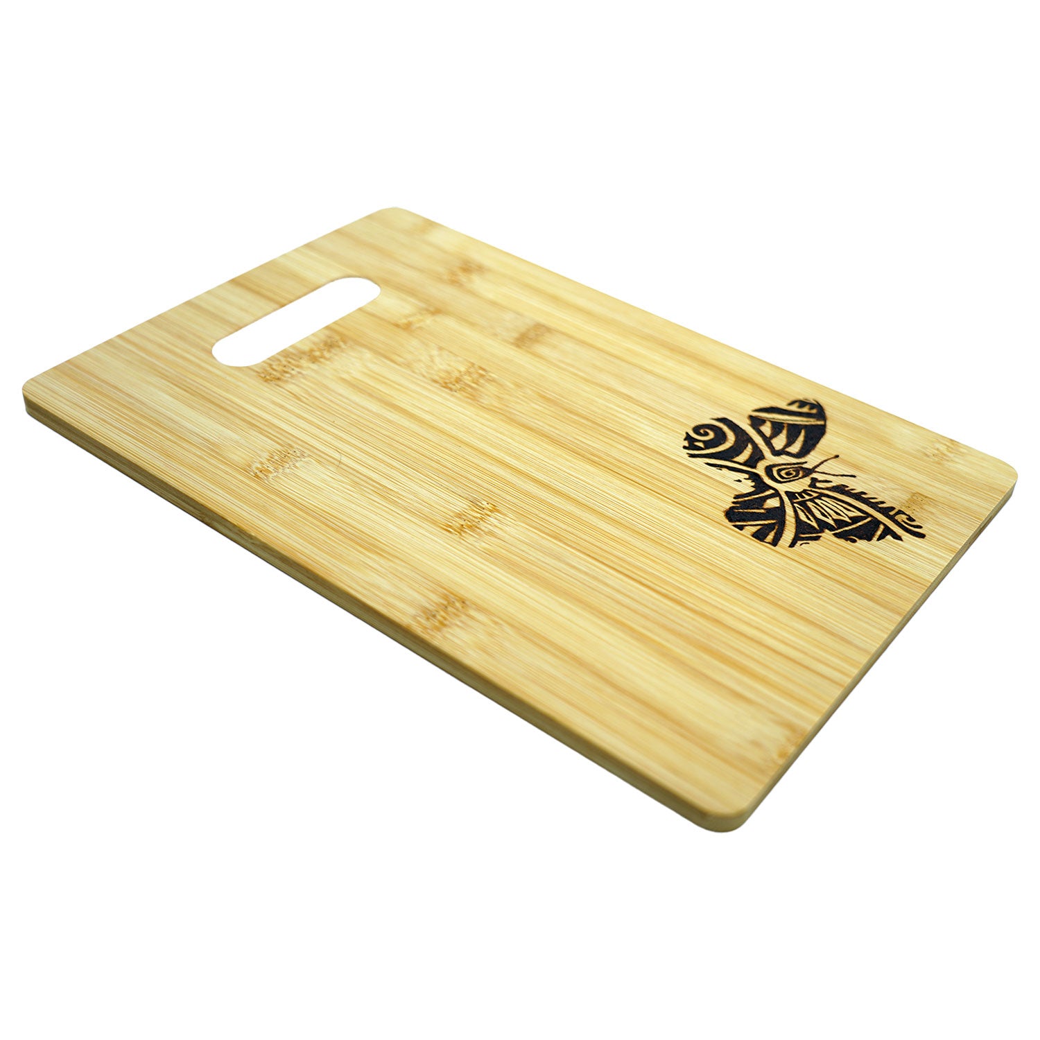 Tribal Butterfly Custom Etched Bamboo Wood Cutting Board