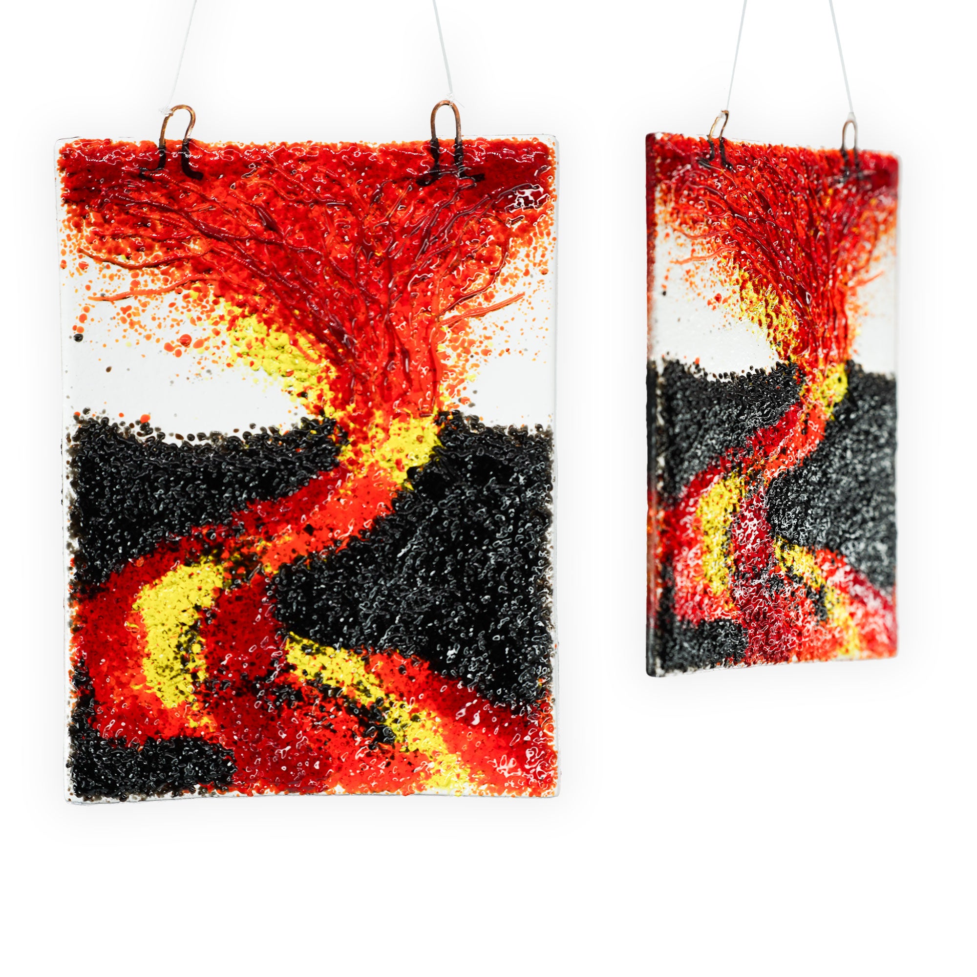 Large Handmade Stained Glass 3D Ornament - Lava River