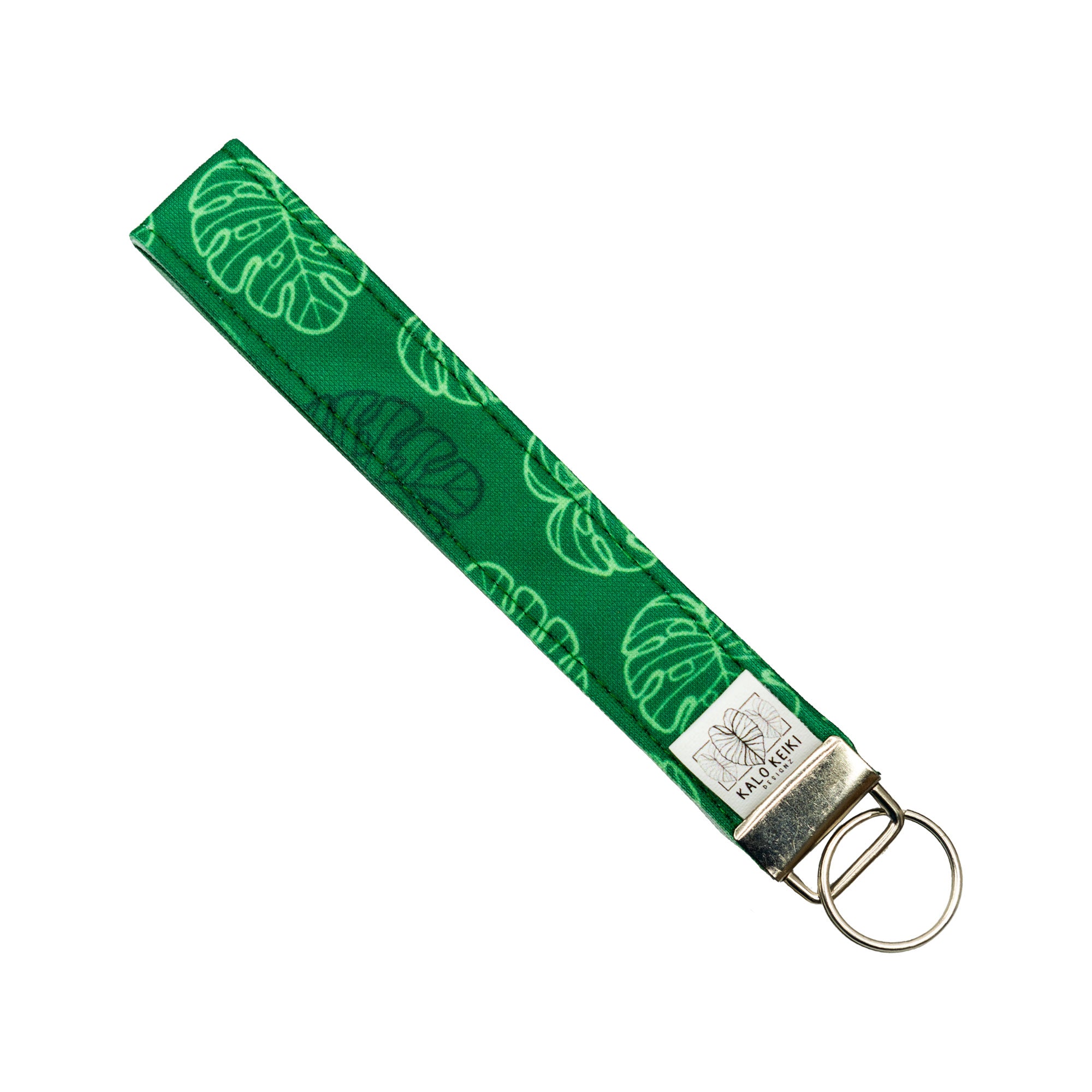 Handstitched 6" Keychain Loop Strap - Green Monstera