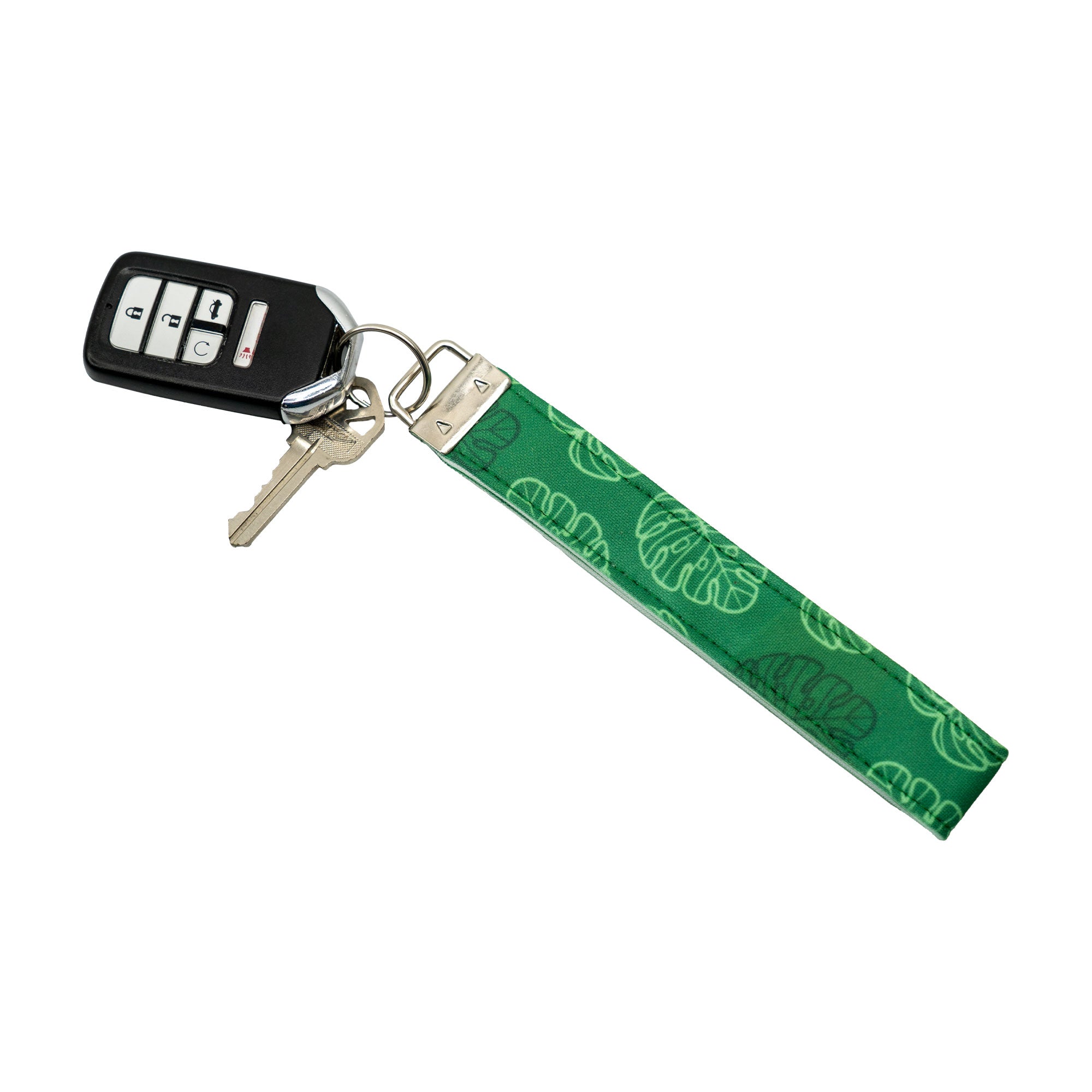 Handstitched 6" Keychain Loop Strap - Green Monstera