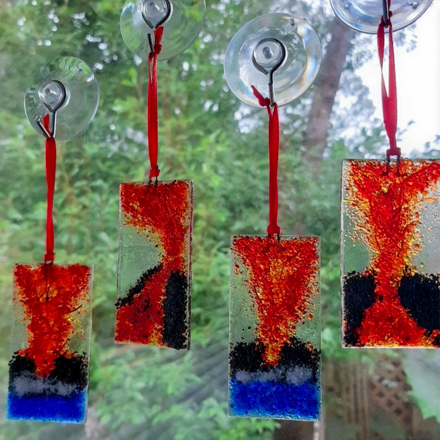 Handmade Stained Glass 3D Ornament - Lava River