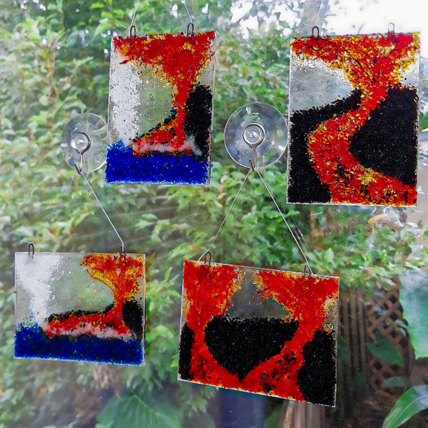 Large Handmade Stained Glass 3D Ornament - Lava River