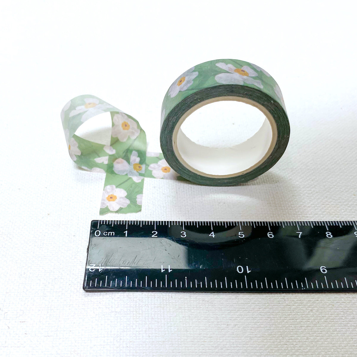 Sale HAWAIIAN HIBISCUS Floral Washi Tape White on Black 15mm 