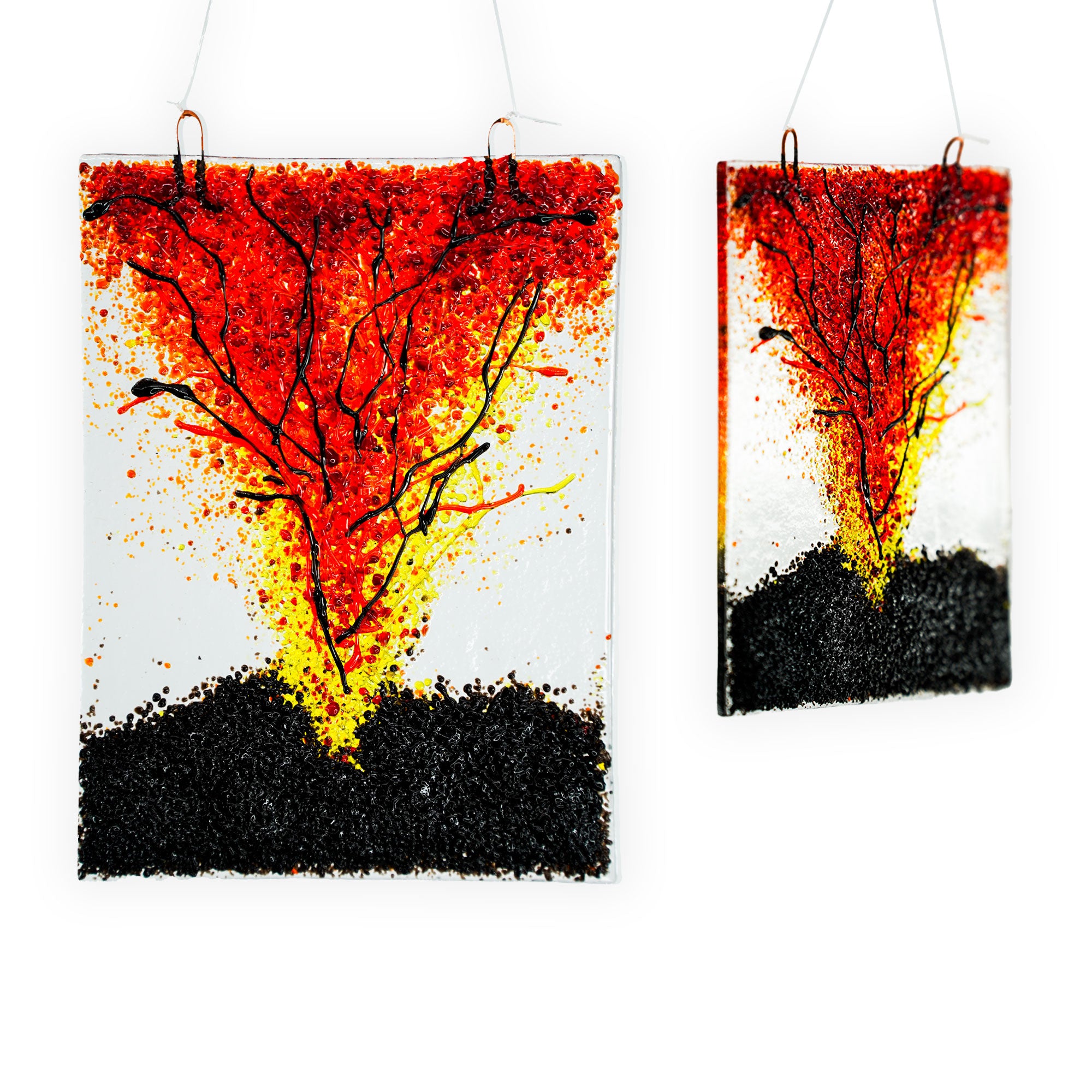 Large Handmade Stained Glass 3D Ornament - Lava Explosion