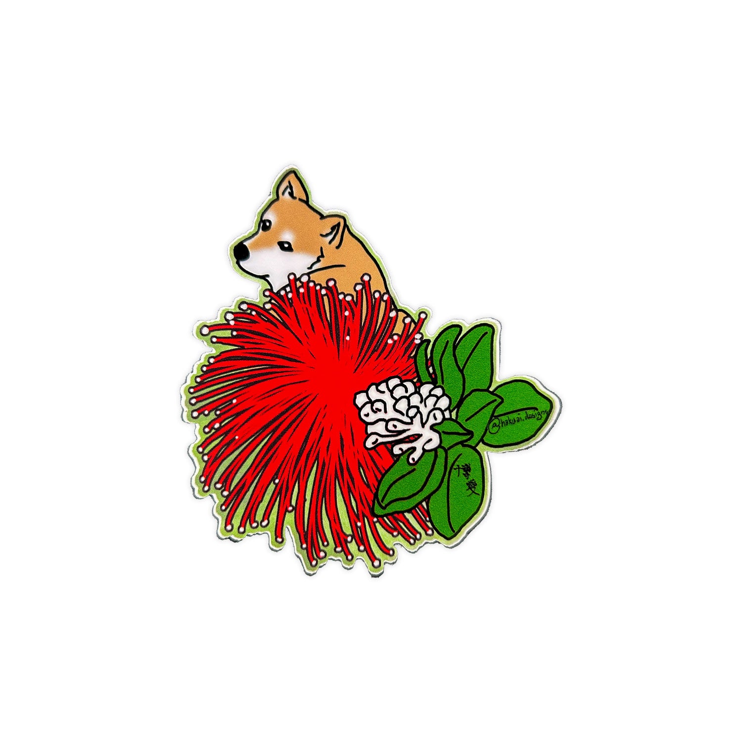 Shiba Inu 'Ōhi'a Lehua Die-Cut Vinyl Sticker