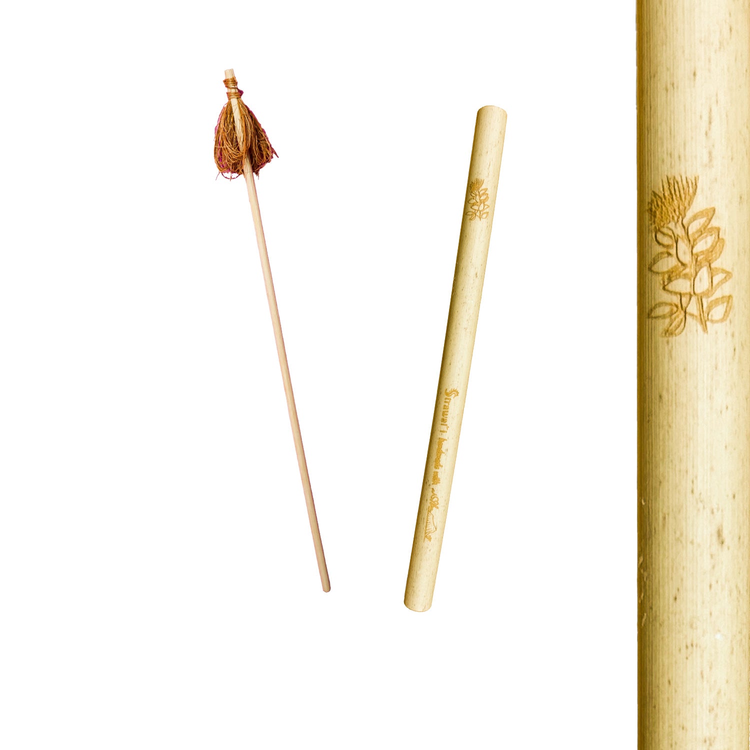 Engraved Bamboo Reusable Straw & Cleaner - Lehua