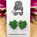 Handmade Clay Monstera Leaf Stud Earrings