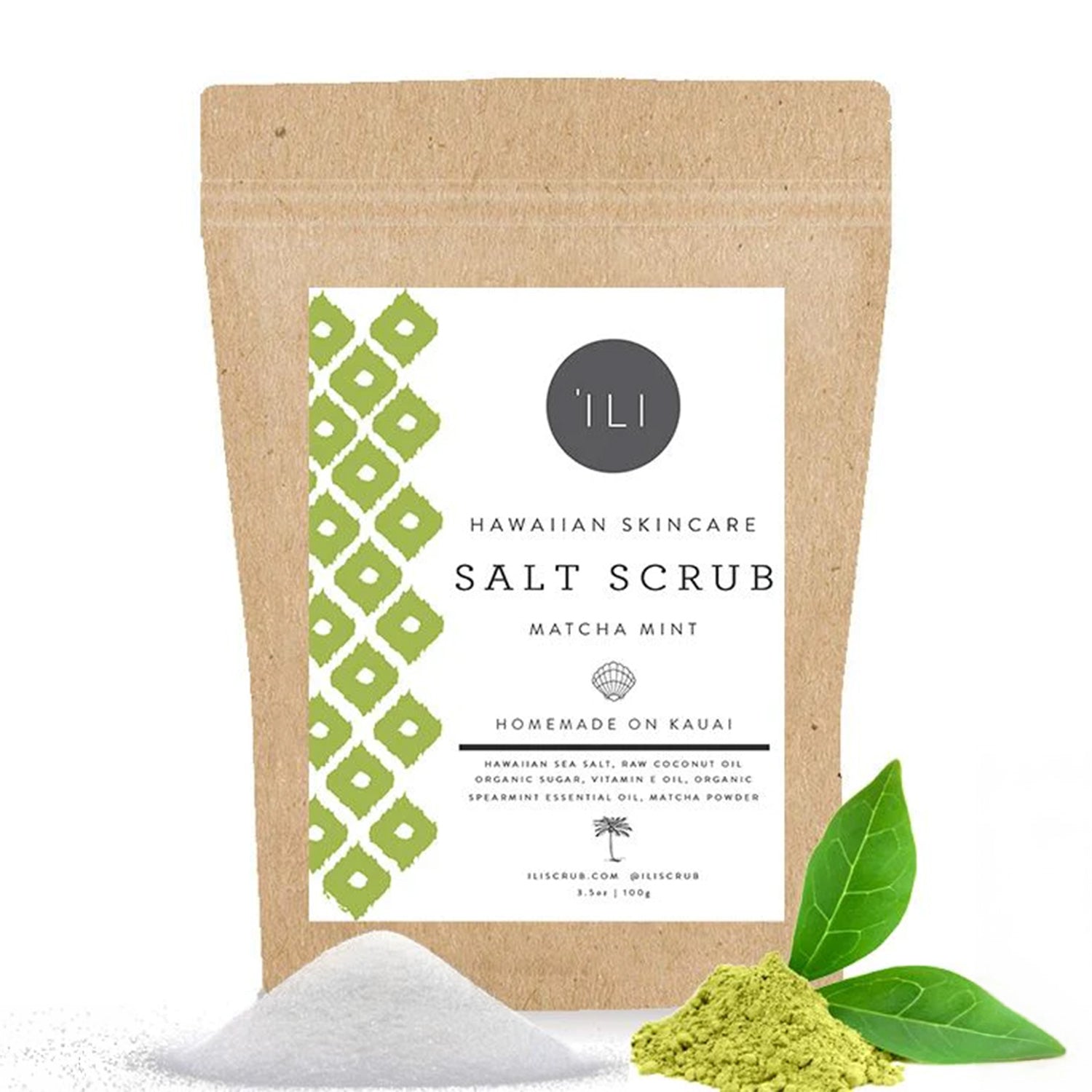 Hawaiian Skincare Salt Scrub - Matcha + Mint 3.5oz