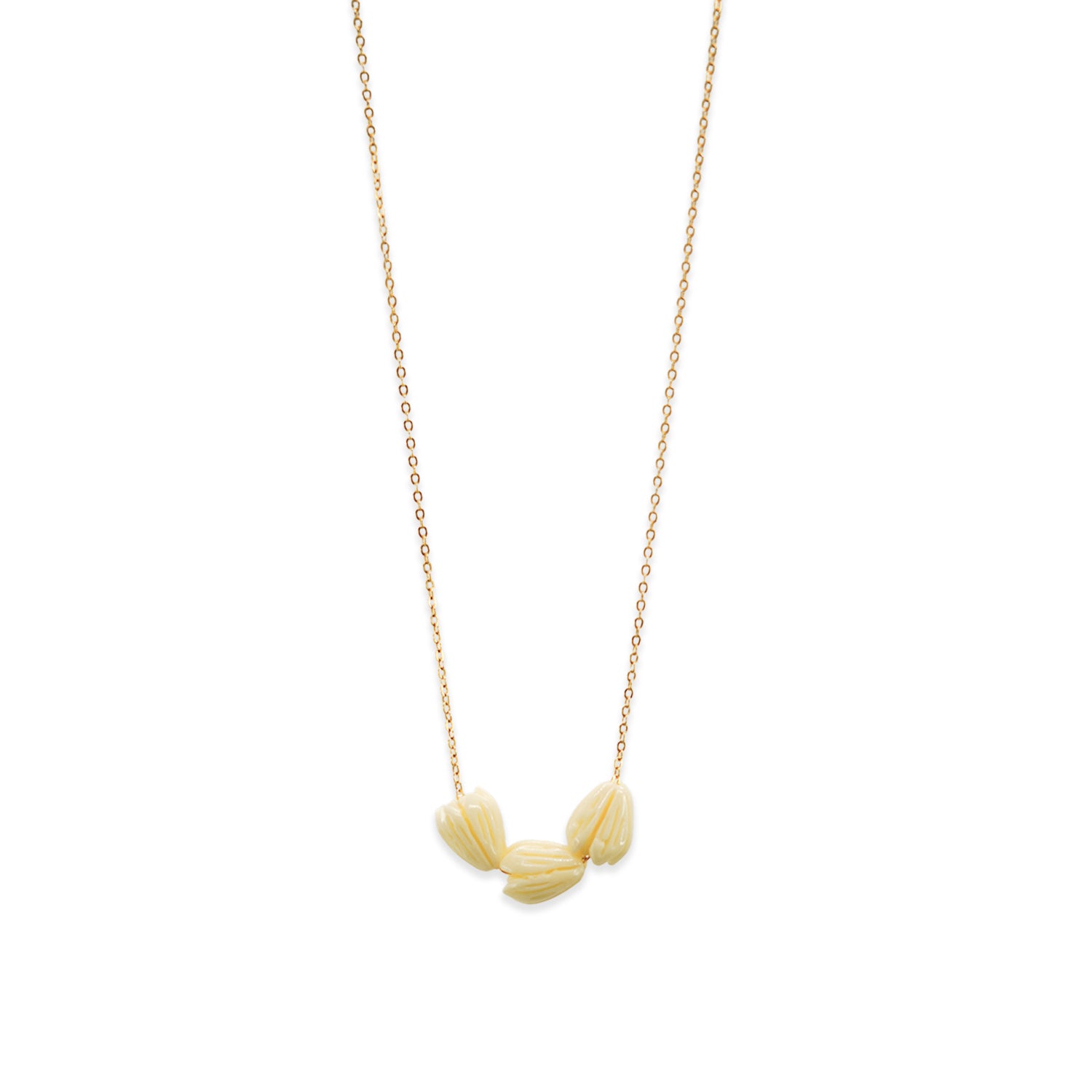 14k Gold Floating Resin Triple Pikake Necklace