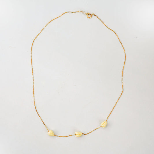 14k Gold Floating Resin Triple Pikake Necklace