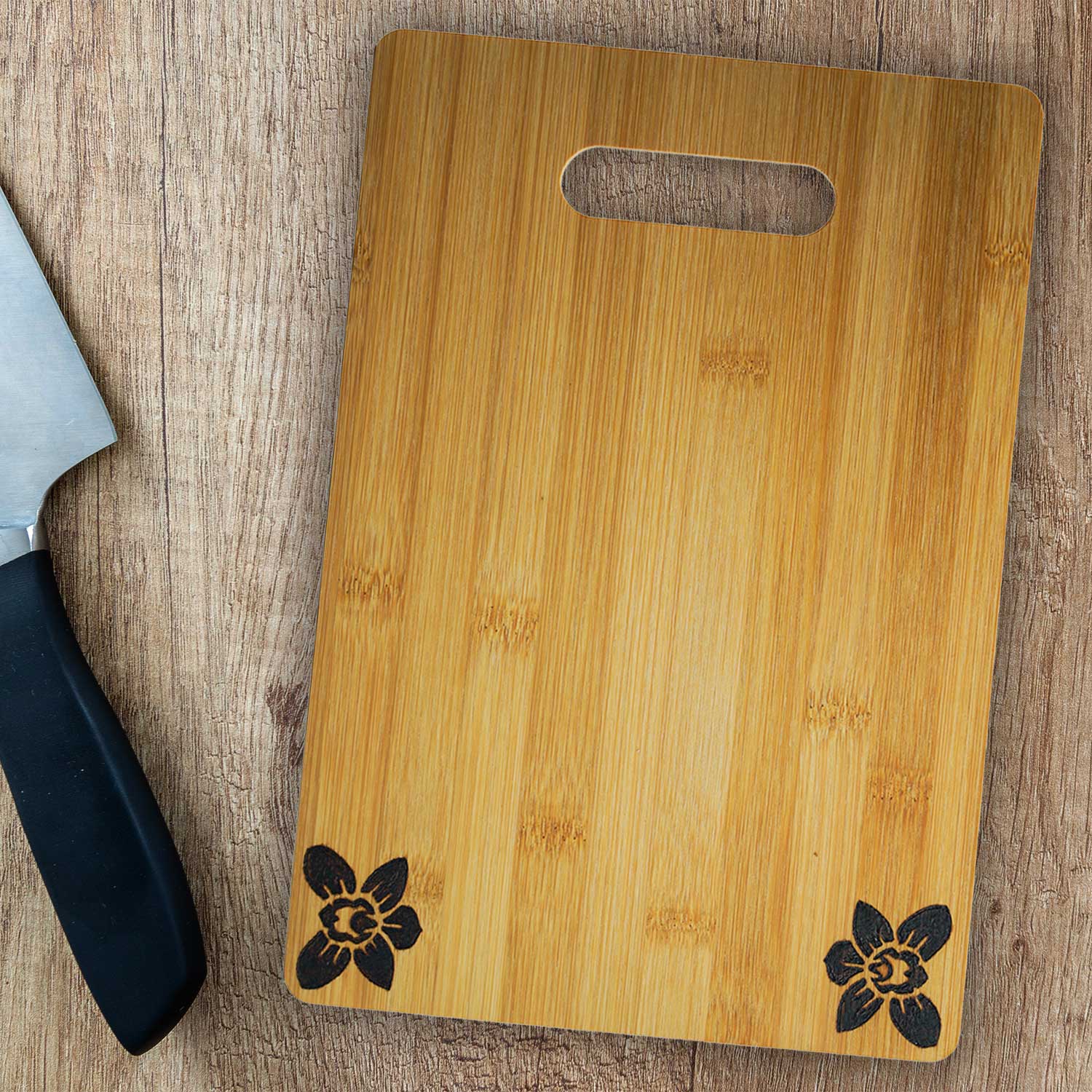 Orchid Custom Etched Bamboo Wood Cutting Board