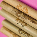 Engraved Bamboo Reusable Straw & Cleaner - Paws
