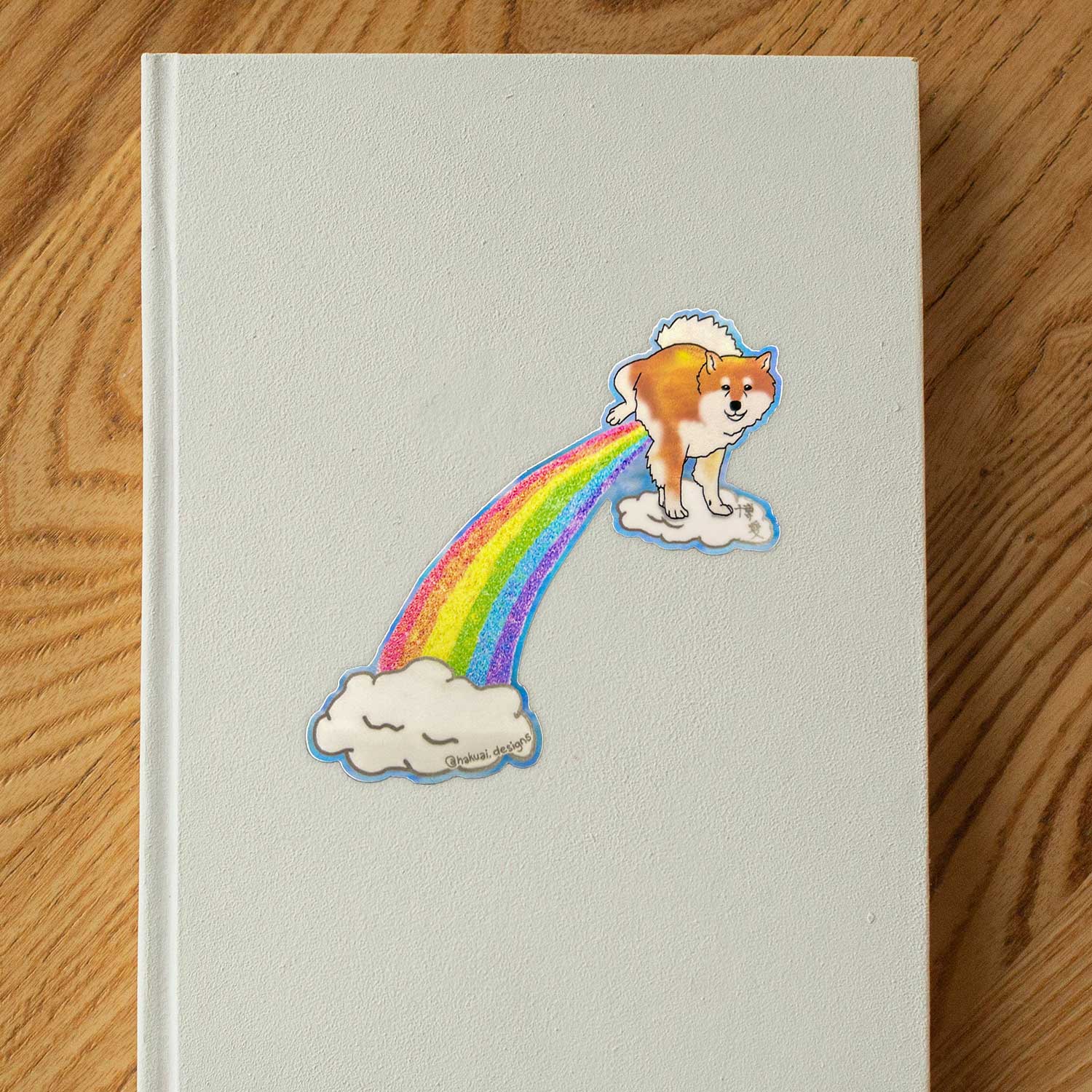 Shiba Inu Shishi Rainbow Die-Cut Vinyl Sticker