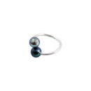 Authentic Tahitian Black Pearl Bypass Ring - Sterling Silver