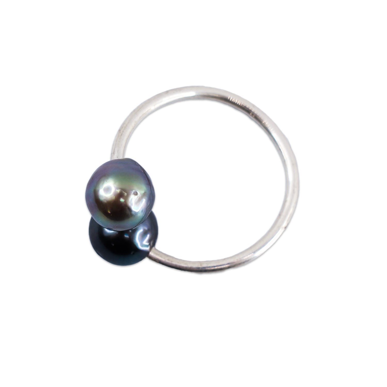 Authentic Tahitian Black Pearl Bypass Ring - Sterling Silver
