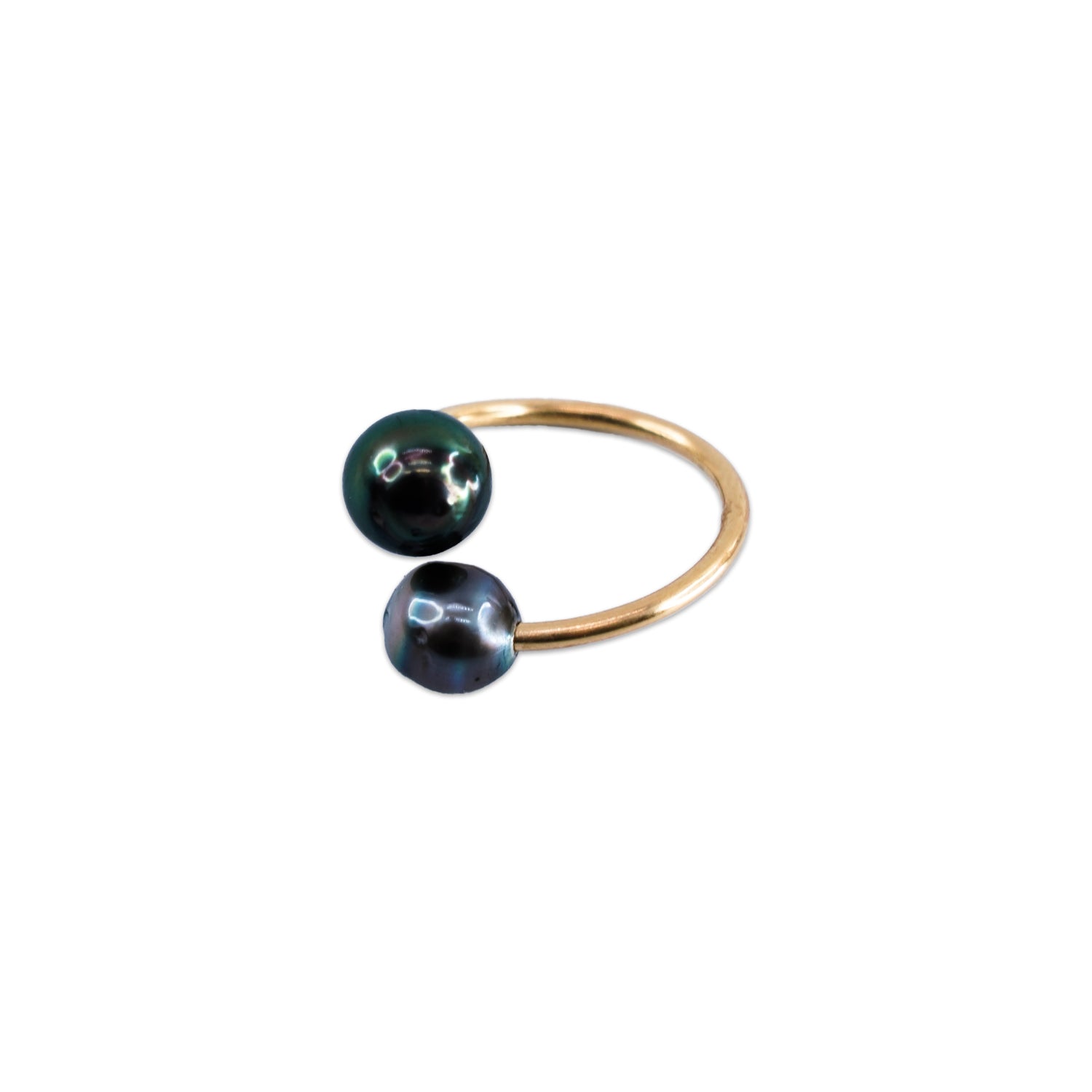 Authentic Tahitian Black Pearl Bypass Ring - Gold Filled