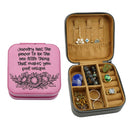Faux Leather Zippered Travel Jewelry Box - Script