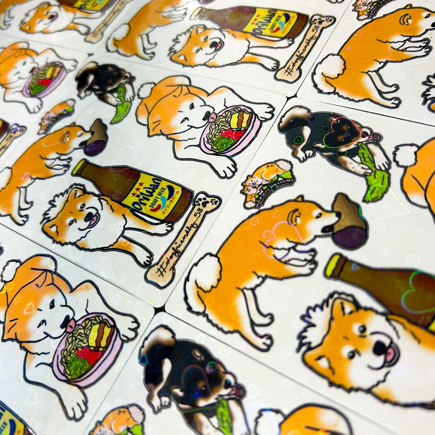 Shiba Inu Akita Holographic Vinyl Sticker Sheet