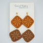 Double Pineapple Two Tone Neutral Hawaiian Quilt Earrings