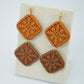 Double Pineapple Two Tone Neutral Hawaiian Quilt Earrings