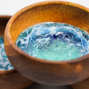 Teal Ocean Blue Resin Acacia Wood Bowl