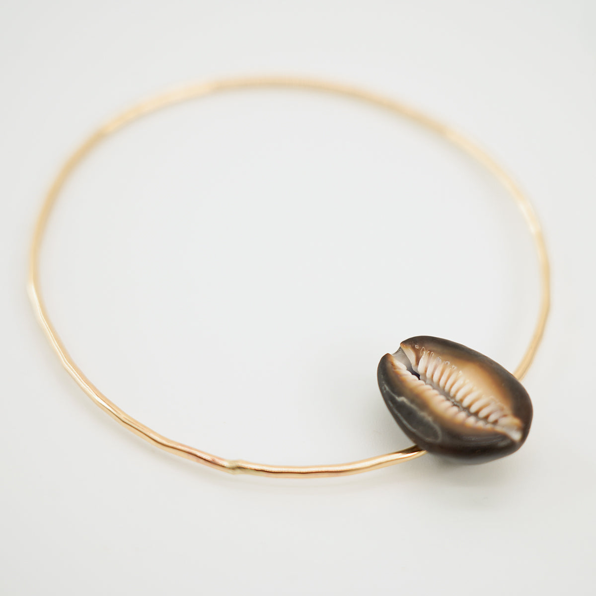 Cowrie Shell Handmade 14k Gold Bangle