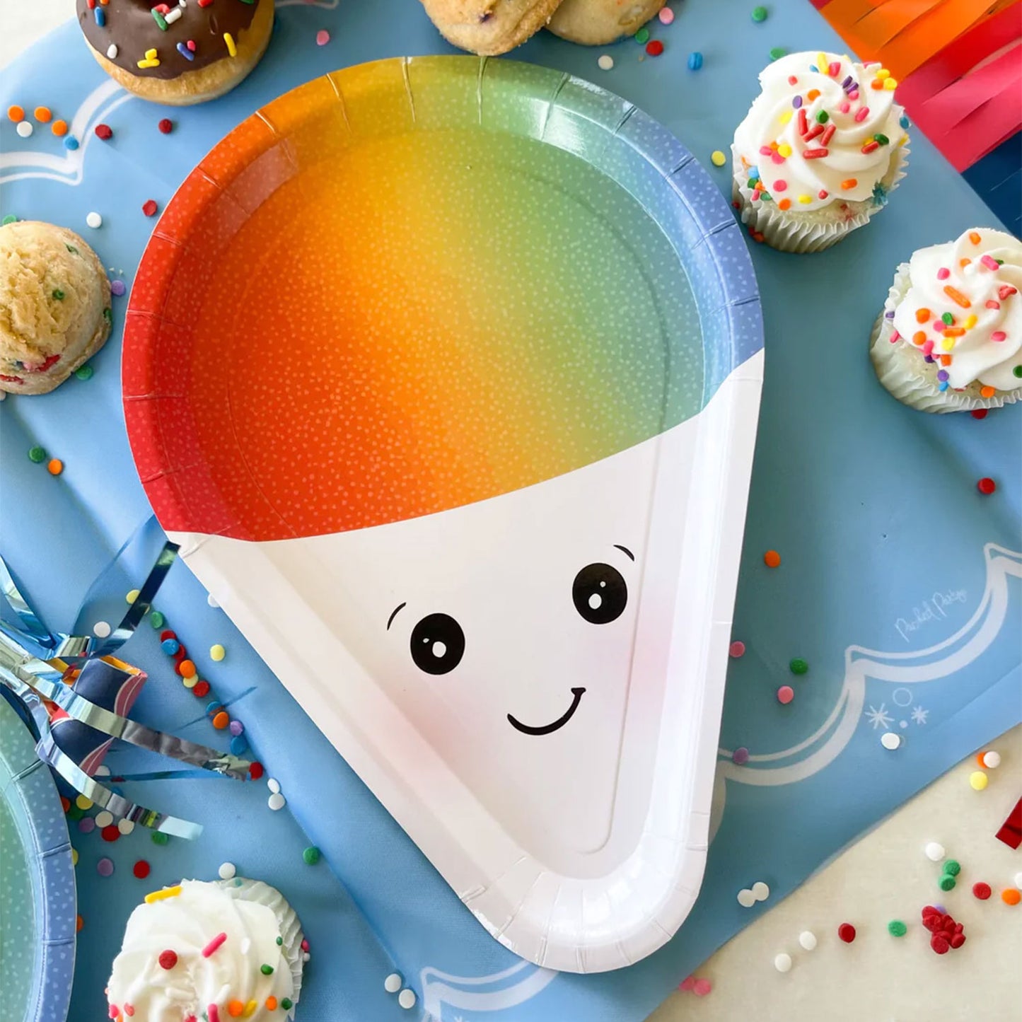 10" Rainbow Shave Ice Party Plate 16 Pack