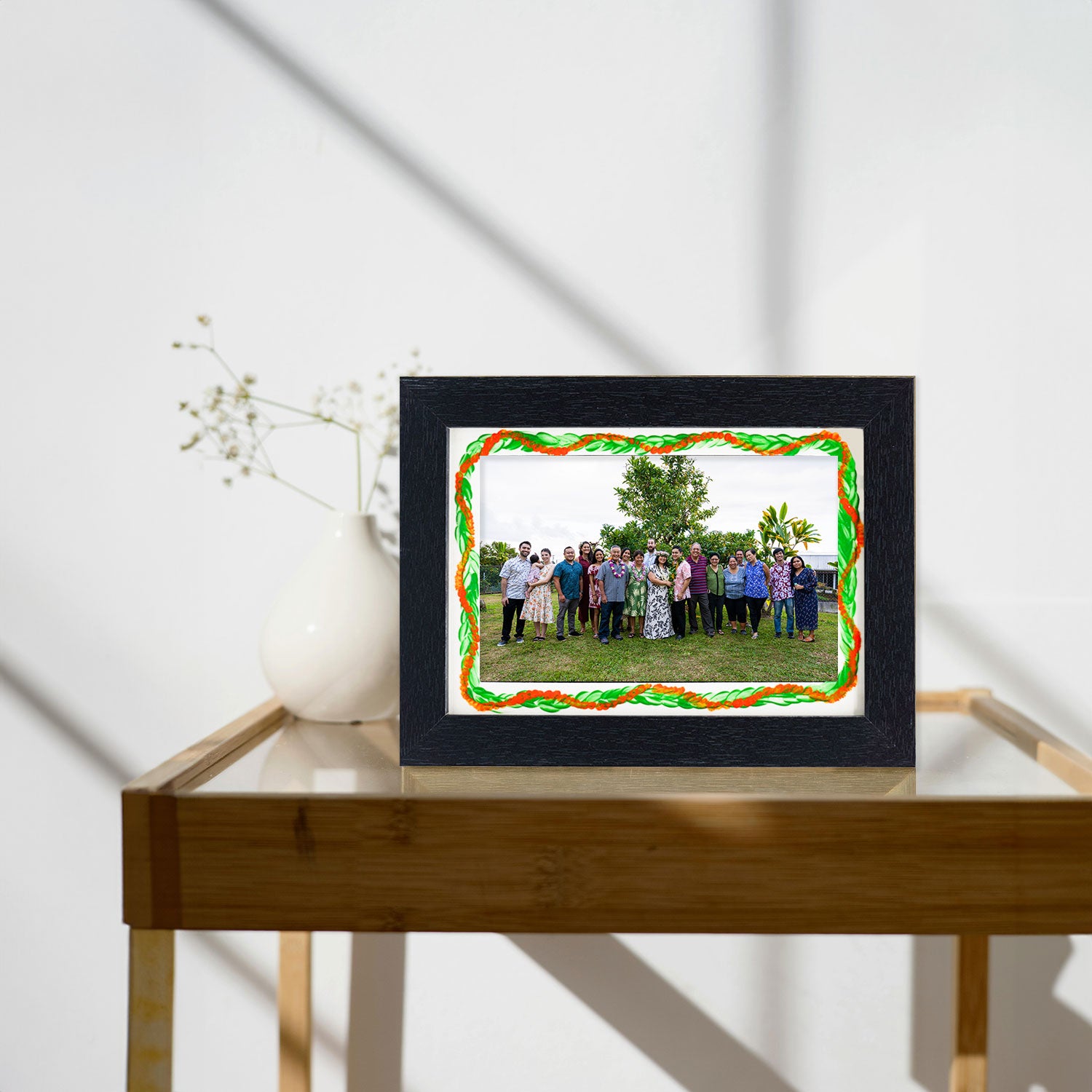 Hand Painted ʻIlima Lei Picture Frame - 6"x8"