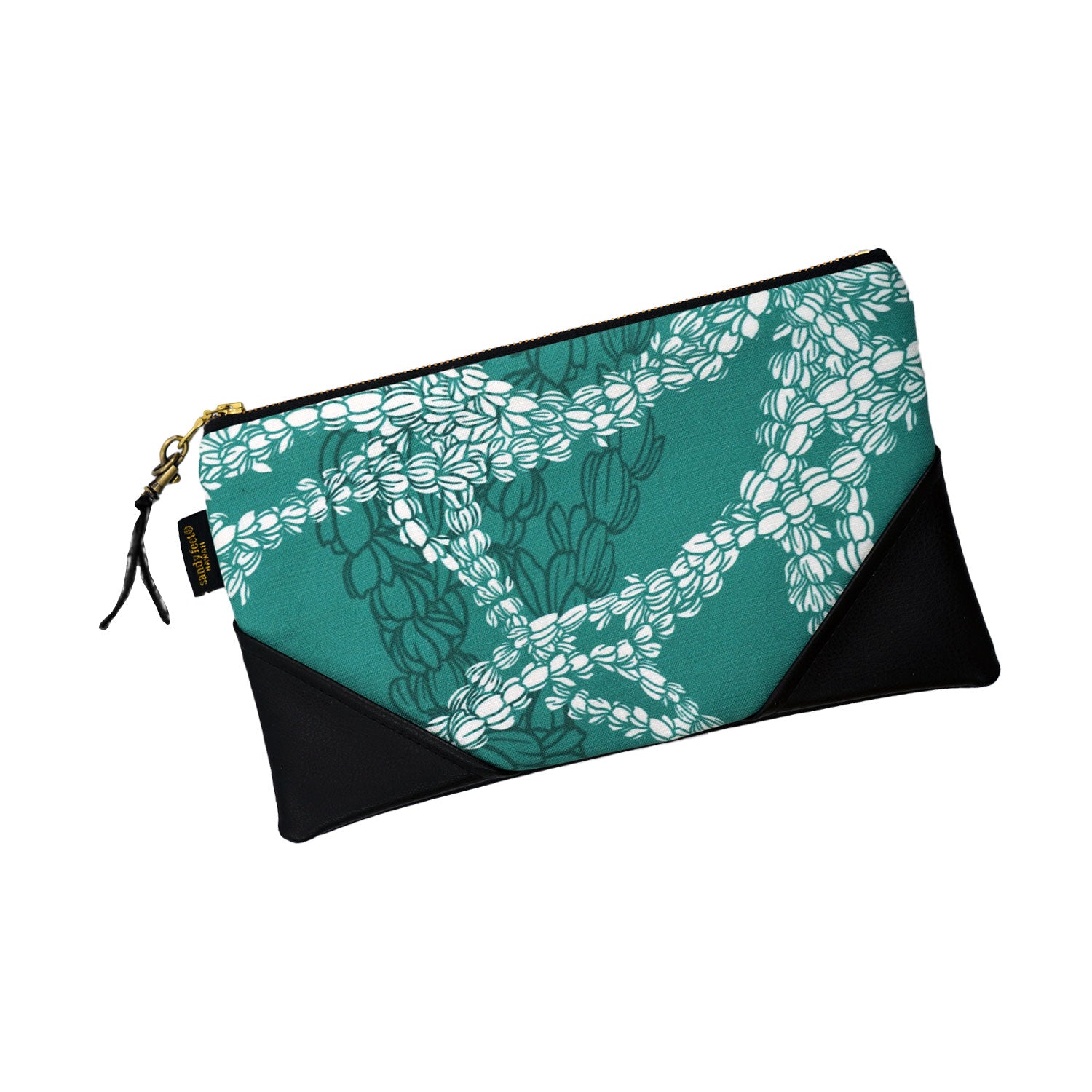 Large Canvas & Vegan Leather Clutch - Peacock
