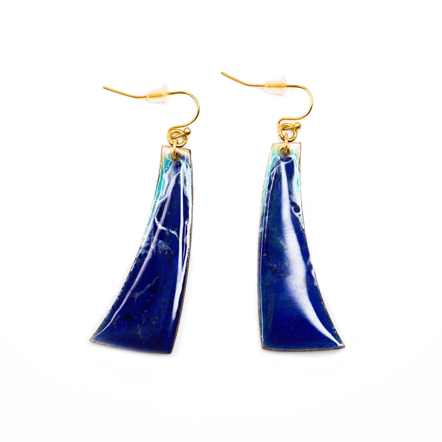 Ocean Resin & Gold Hook Earrings