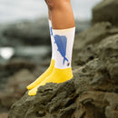 Orange Ono Handprinted Cotton Athletic Crew Socks