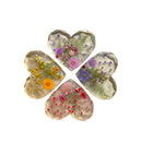Real Spring Wildflowers Handmade Resin Heart Coaster Set
