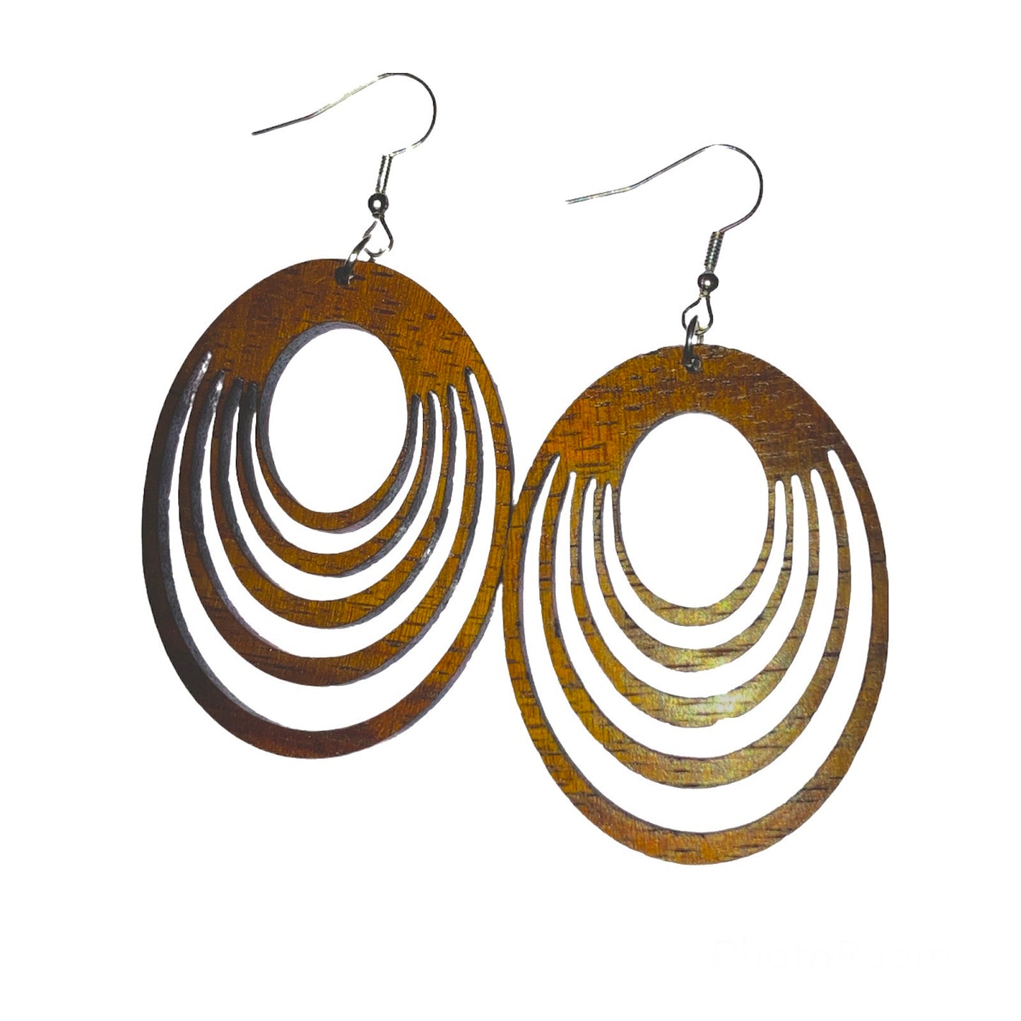Koa Wood Oval Earrings