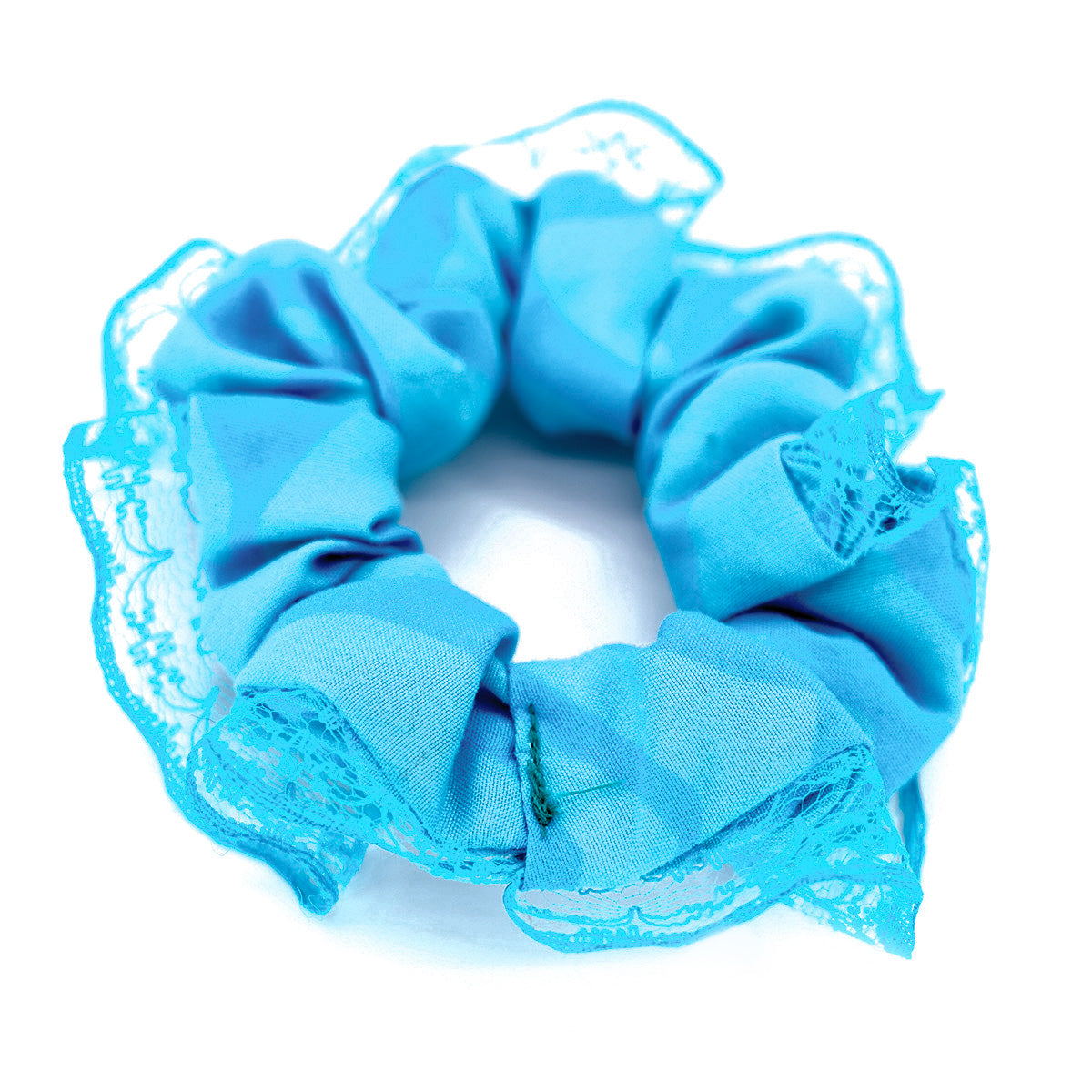 Handsewn Lace Scrunchie Set - Blue & Blue