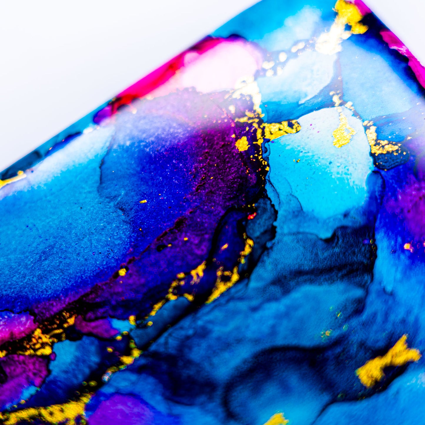 Hand-Painted Original Art Glossy Ceramic Coaster Set "Peacock"